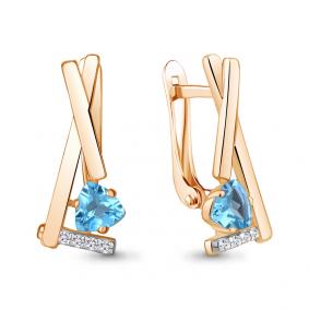Серьги из золочёного серебра AQUAMARINE А4768605А-п с топазом и фианитом А4768605А-п фото