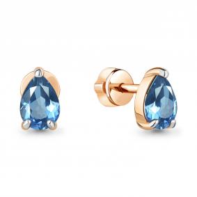 Серьги из золочёного серебра AQUAMARINE А4769005-п с топазом А4769005-п фото