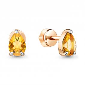 Серьги из лимонного серебра AQUAMARINE А4769006-п с цитрином А4769006-п фото