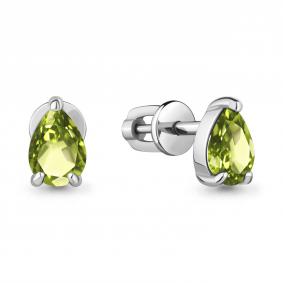 Серебряные серьги AQUAMARINE А4769007 с хризолитом А4769007 фото