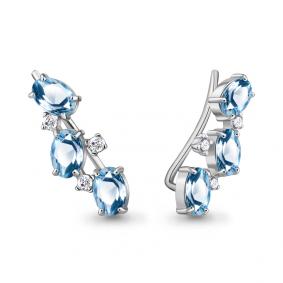 Серебряные серьги AQUAMARINE А4769705А с топазом и фианитом А4769705А фото
