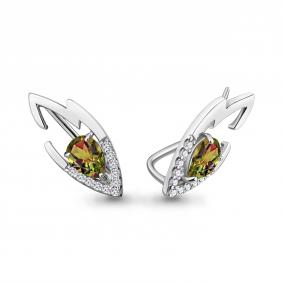 Серебряные серьги AQUAMARINE А4770019А с фианитом и султанитом А4770019А фото