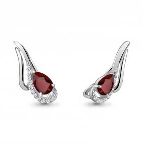 Серебряные серьги AQUAMARINE А4770203А с фианитом и гранатом А4770203А фото