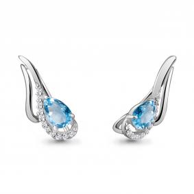 Серебряные серьги AQUAMARINE А4770205А с топазом и фианитом А4770205А фото