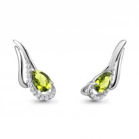 Серебряные серьги AQUAMARINE А4770207А с фианитом и хризолитом А4770207А фото