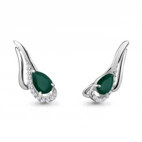Серебряные серьги AQUAMARINE А4770209А с фианитом и агатом А4770209А фото