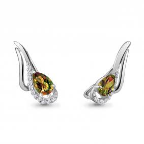 Серебряные серьги AQUAMARINE А4770219А с фианитом и султанитом А4770219А фото