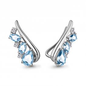 Серебряные серьги AQUAMARINE А4770405А с топазом и фианитом А4770405А фото