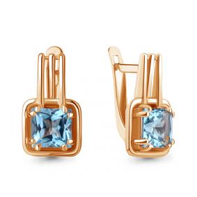 Серьги из золочёного серебра AQUAMARINE А4770705-п с топазом А4770705-п фото