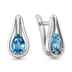 Серебряные серьги AQUAMARINE А4771005 с топазом А4771005 фото