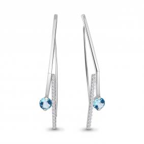 Серебряные серьги AQUAMARINE А4771705А с топазом и фианитом А4771705А фото