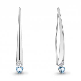 Серебряные серьги AQUAMARINE А4771805А с топазом и фианитом А4771805А фото