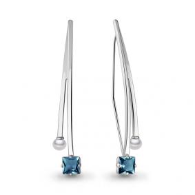 Серебряные серьги AQUAMARINE А4772308 с жемчугом и Лондон топазом А4772308 фото