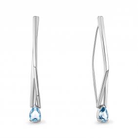 Серебряные серьги AQUAMARINE А4773005 с топазом А4773005 фото
