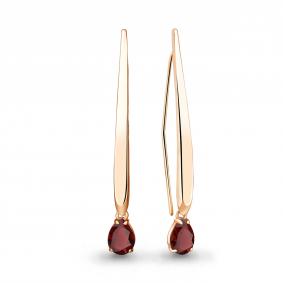 Серьги из золочёного серебра AQUAMARINE А4773103-п с гранатом А4773103-п фото