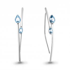 Серебряные серьги AQUAMARINE А4773205 с топазом А4773205 фото