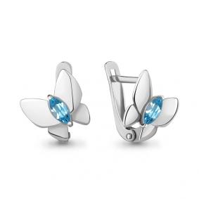 Серебряные серьги AQUAMARINE А4773405 с топазом А4773405 фото