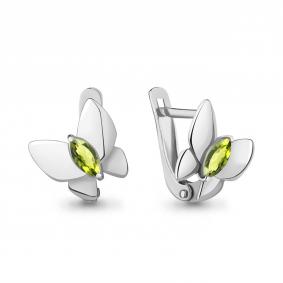 Серебряные серьги AQUAMARINE А4773407 с хризолитом А4773407 фото
