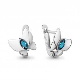 Серебряные серьги AQUAMARINE А4773408 с Лондон топазом А4773408 фото