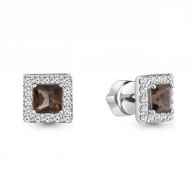 Серебряные серьги AQUAMARINE А4773601А с фианитом и кварцем А4773601А фото