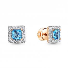 Серьги из золочёного серебра AQUAMARINE А4773605А-п с топазом и фианитом А4773605А-п фото