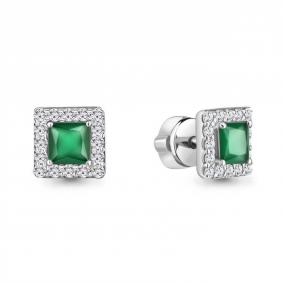 Серебряные серьги AQUAMARINE А4773609А с фианитом и агатом А4773609А фото