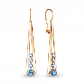 Серьги из золочёного серебра AQUAMARINE А4773805-п с топазом А4773805-п фото