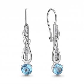 Серебряные серьги AQUAMARINE А4774305А с топазом и фианитом А4774305А фото