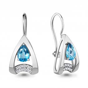Серебряные серьги AQUAMARINE А4774705А с топазом и фианитом А4774705А фото