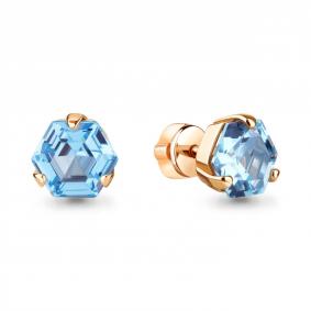 Серьги из золочёного серебра AQUAMARINE А4775092-п с топазом А4775092-п фото