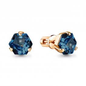 Серьги из золочёного серебра AQUAMARINE А4775093-п с Лондон топазом А4775093-п фото