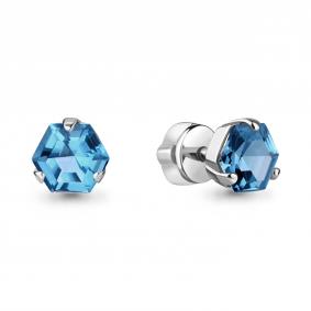 Серебряные серьги AQUAMARINE А4775193 с Лондон топазом А4775193 фото