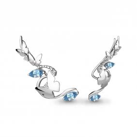 Серебряные серьги AQUAMARINE А4775405А с топазом и фианитом А4775405А фото