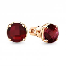 Серьги из золочёного серебра AQUAMARINE А4775785-п с гранатом А4775785-п фото