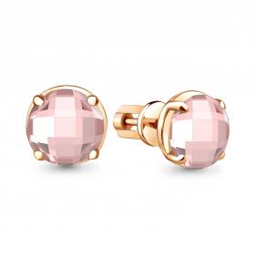 Серьги из золочёного серебра AQUAMARINE А4775790-п с морганитом А4775790-п фото