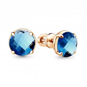 Серьги из золочёного серебра AQUAMARINE А4775793-п с Лондон топазом А4775793-п фото