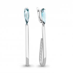 Серебряные серьги AQUAMARINE А4776388 с турмалином А4776388 фото