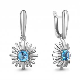 Серебряные серьги AQUAMARINE А4777105 с топазом А4777105 фото