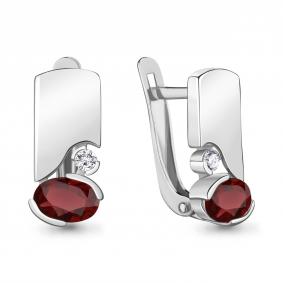 Серебряные серьги AQUAMARINE А4778703А с фианитом и гранатом А4778703А фото