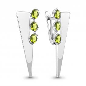 Серебряные серьги AQUAMARINE А4779207 с хризолитом А4779207 фото