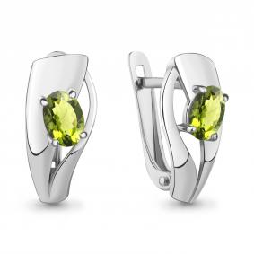 Серебряные серьги AQUAMARINE А4780107 с хризолитом А4780107 фото