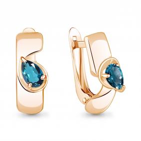 Серьги из золочёного серебра AQUAMARINE А4780508-п с Лондон топазом А4780508-п фото