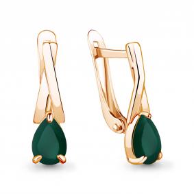 Серьги из золочёного серебра AQUAMARINE А4782409-п с агатом А4782409-п фото