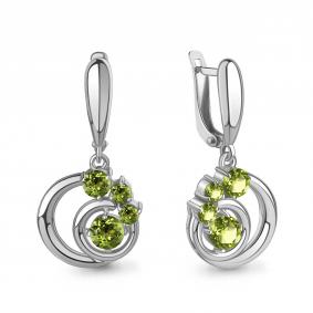 Серебряные серьги AQUAMARINE А4784607 с хризолитом А4784607 фото