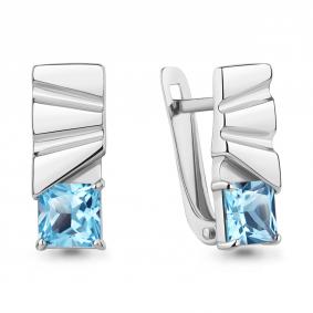 Серебряные серьги AQUAMARINE А4788205 с топазом А4788205 фото