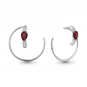 Серебряные серьги AQUAMARINE А4789103А с фианитом и гранатом А4789103А фото