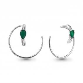 Серебряные серьги AQUAMARINE А4789109А с фианитом и агатом А4789109А фото