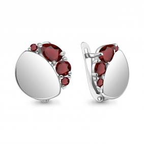 Серебряные серьги AQUAMARINE А4790603 с гранатом А4790603 фото