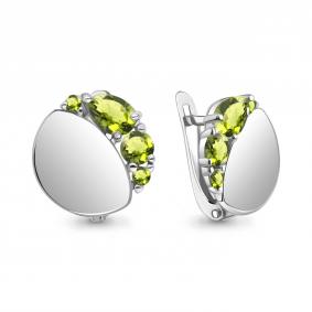 Серебряные серьги AQUAMARINE А4790607 с хризолитом А4790607 фото