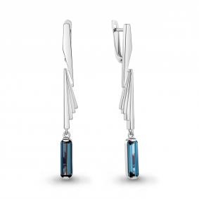 Серебряные серьги AQUAMARINE А4790893 с Лондон топазом А4790893 фото
